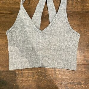Gray Ribbed Crop Top